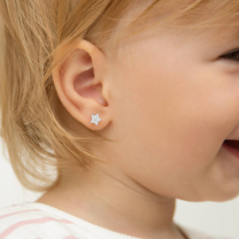Kinderoorbellen Sterling zilver 925 met schroefsluiting Sterren "In Season Jewelry"