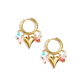 Creolen Chirurgisch staal Romantic hearts