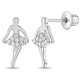 Kinderoorbellen Sterling zilver 925 met schroefsluiting Ballerina "In Season Jewelry"