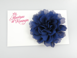 Haarbloem chiffon groot blauw