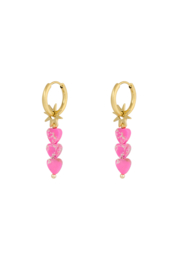 Creolen Chirurgisch staal Triple heart pink