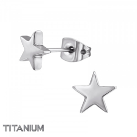Oorbellen titanium Ster