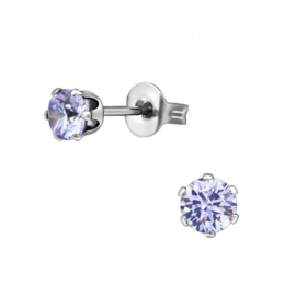 Oorbellen Chirurgisch staal Tulp lavendel 4mm