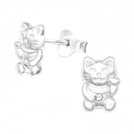 Kinderoorbellen Sterling zilver 925 Lucky cat