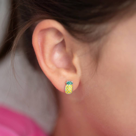 Kinderoorbellen Sterling zilver 925 met schroefsluiting Ananas "In Season Jewelry"