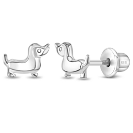 Kinderoorbellen Sterling zilver 925 met schroefsluiting Hondjes "In Season Jewelry"