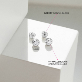 Kinderoorbellen Sterling zilver 925 met schroefsluiting Rond "In Season Jewelry"