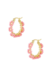 Creolen Chirurgisch staal Glass beads Rose