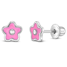 Kinderoorbellen Sterling zilver 925 met schroefsluiting Bloem "In Season Jewelry"