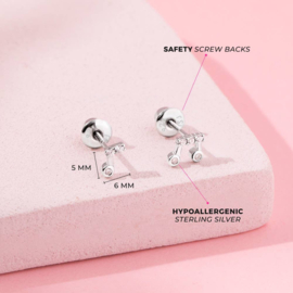 Kinderoorbellen Sterling zilver 925 met schroefsluiting Muziek "In Season Jewelry"