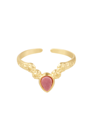 Chirurgisch stalen ring V met steen pink