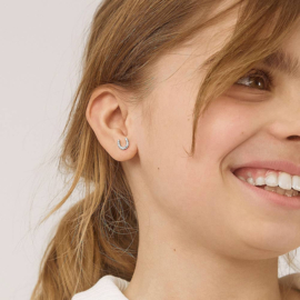 Kinderoorbellen Sterling zilver 925 met schroefsluiting Hoefijzer "In Season Jewelry"