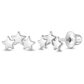 Kinderoorbellen Sterling zilver 925 met schroefsluiting Sterren "In Season Jewelry"