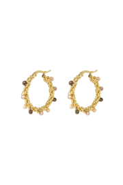 Creolen Chirurgisch staal Bright bead beige