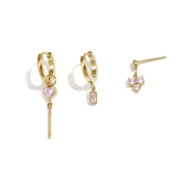 Creolen Chirurgisch staal Set hearts pink