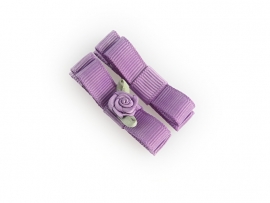 Lokknipje met lint paars met paars roosje