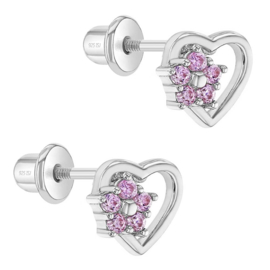 Kinderoorbellen Sterling zilver 925 met schroefsluiting Hartjes "In Season Jewelry"