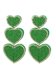 Oorbellen Chirurgisch staal Statement heart Green