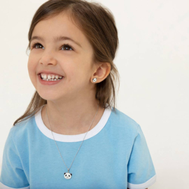Kinderoorbellen Sterling zilver 925 met schroefsluiting Panda "In Season Jewelry"