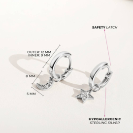 Creolen Sterling zilver 925 Ster & Maan "In Season Jewelry"