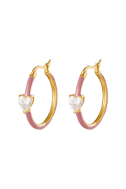 Creolen Chirurgisch staal Sparkling heart pink