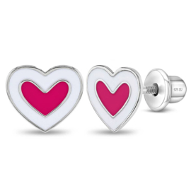 Kinderoorbellen Sterling zilver 925 met schroefsluiting Hartjes "In Season Jewelry"