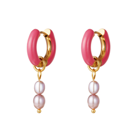 Creolen Chirurgisch staal Pearls pink