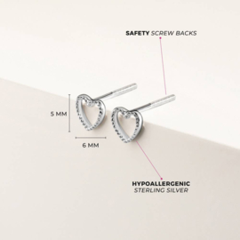 Kinderoorbellen Sterling zilver 925 met schroefsluiting Hartjes "In Season Jewelry"