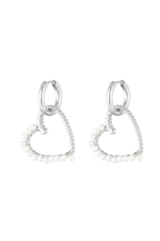 Creolen Chirurgisch staal Heart with pearl