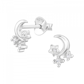 Oorbellen Sterling zilver 925 Maan en sterren