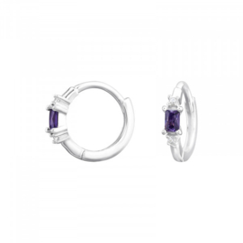 Creolen Sterling zilver 925 Cubic zirkonia paars