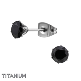 Oorbellen Titanium Tulp zwart 5mm