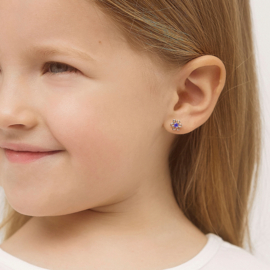 Kinderoorbellen Sterling zilver 925 met schroefsluiting Bloem paars "In Season Jewelry"