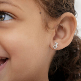 Kinderoorbellen Sterling zilver 925 met schroefsluiting Poesjes "In Season Jewelry"