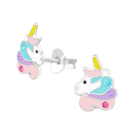 Kinderoorbellen Sterling zilver 925 Unicorn kristal