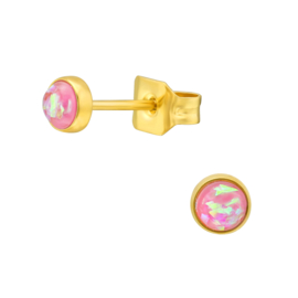 Oorbellen Chirurgisch staal Pink opal