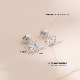 Kinderoorbellen Sterling zilver 925 met schroefsluiting Konijntje "In Season Jewelry"