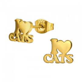 Oorbellen Chirurgisch staal I love cats