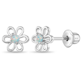 Kinderoorbellen Sterling zilver 925 met schroefsluiting Bloem opal "In Season Jewelry"