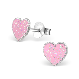 Kinderoorbellen Sterling zilver 925 Hartjes roze