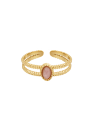 Chirurgisch stalen ring Dubbel stone pink