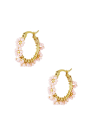Creolen Chirurgisch staal Glass beads Pink