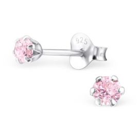 Oorbellen Sterling zilver 925 Crystal roze