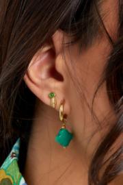 Oorbellen Chirurgisch staal Leaf & stone green