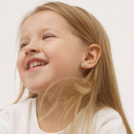 Kinderoorbellen Sterling zilver 925 met schroefsluiting Bloem opal "In Season Jewelry"