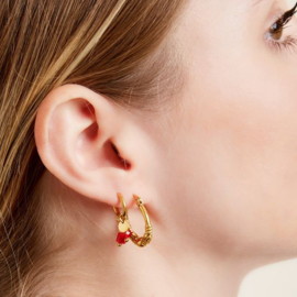 Creolen Chirurgisch staal Charms red