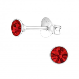 Oorbellen Sterling zilver 925 Rond rood