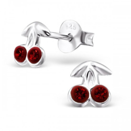 Kinderoorbellen Sterling zilver 925 Kers kristal rood