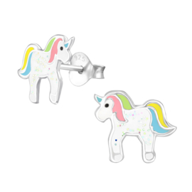 Kinderoorbellen Sterling zilver 925 Unicorn glitter