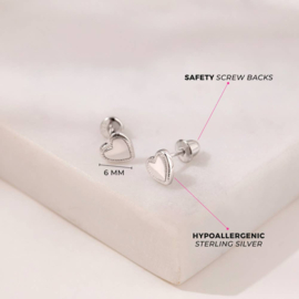 Kinderoorbellen Sterling zilver 925 met schroefsluiting Hartjes "In Season Jewelry"